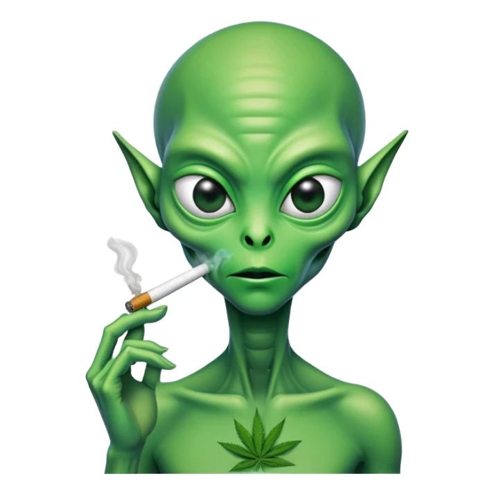 alien smoking weed sticker
