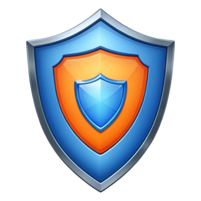 glitter blue and orange shield sticker