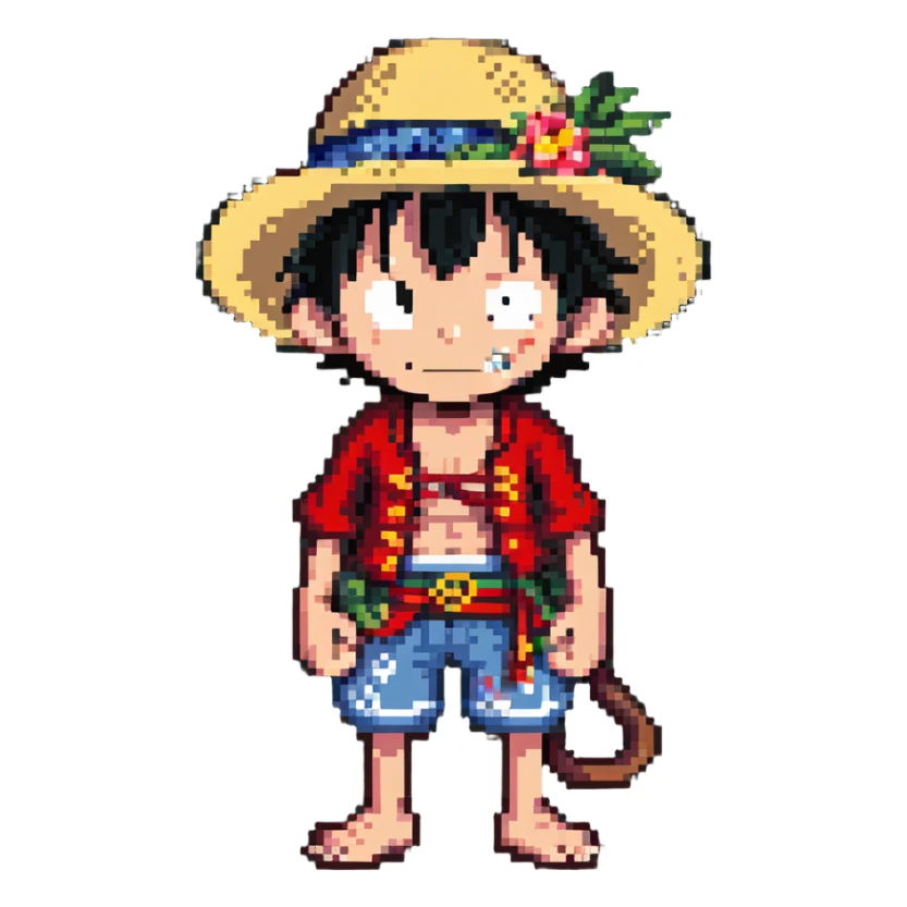 Monkey D. Luffy from One Piece with straw hat sticker