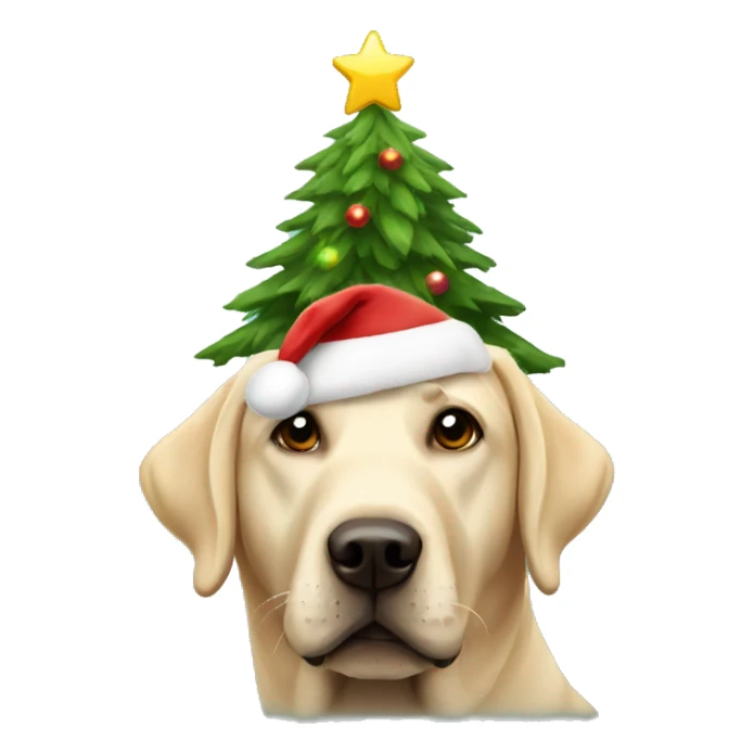 Labrador with a christmas tree sticker