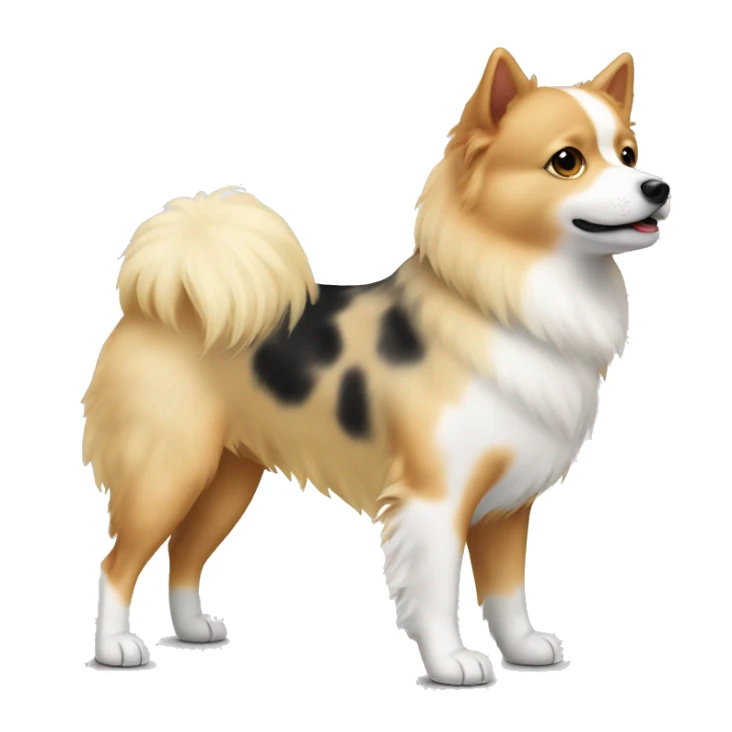 White and blonde spots spitz standing  sticker