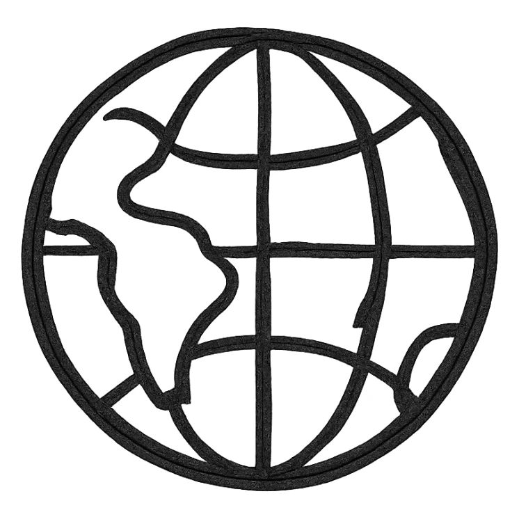 world icon, hand-drawn outline style sticker