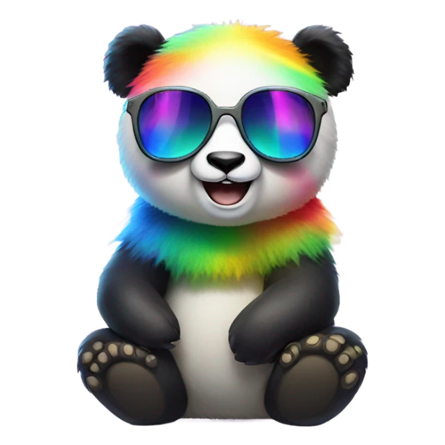 Glowing panda with rainbow sunglasses sticker