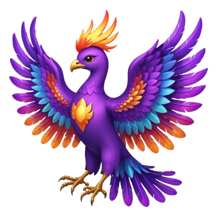 a  all purple pheonix with wings spread out sticker
