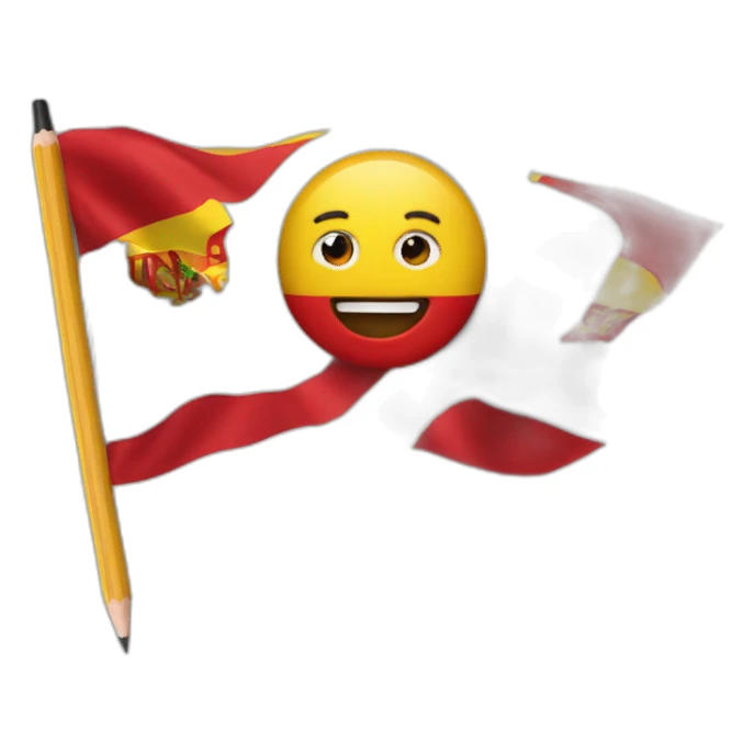 superhero pencil wearing a spain flag sticker