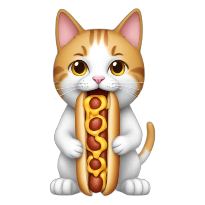 cat eating a hotdog sticker