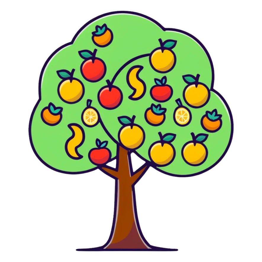 colorful tree with fruits sticker