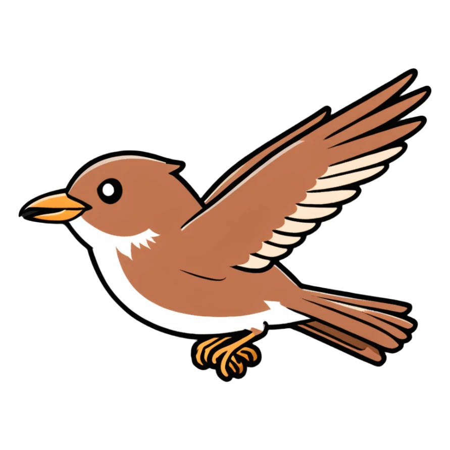 Cetti's warbler bird flying with wings spread sticker