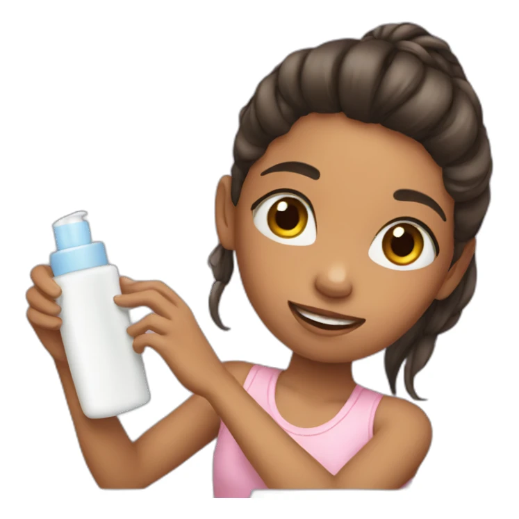 girl using lotion sticker