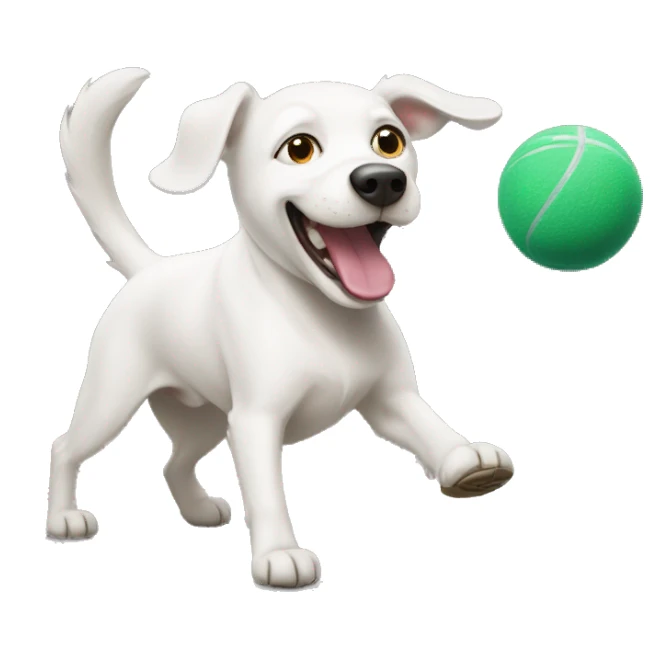 A white dog playing fetch sticker