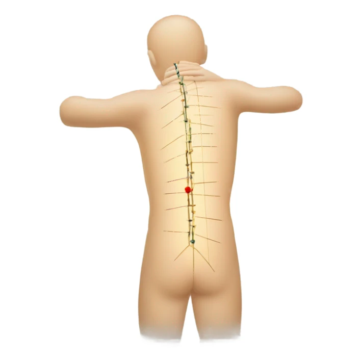 Acupuncture needles on back sticker