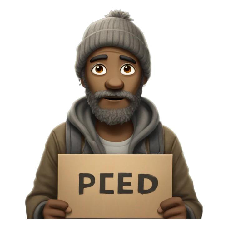 Homeless man holding sign   sticker