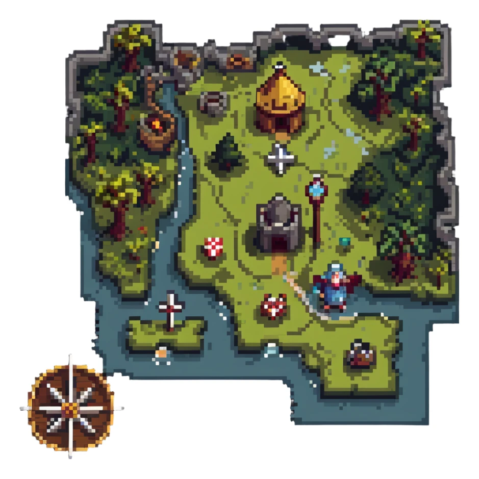 Medieval quest map with X marks the spot sticker