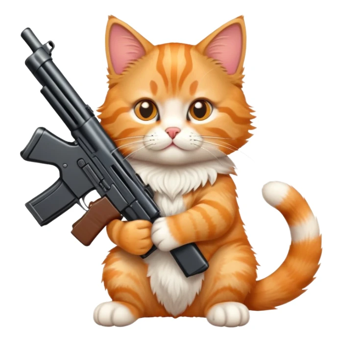 A cat with gun in paws sticker