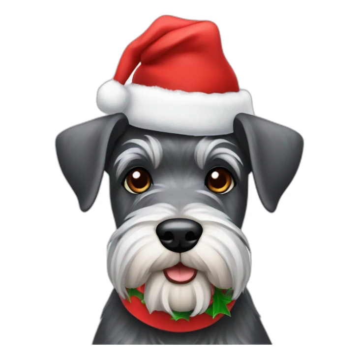 Schnauzer dog with christmas hat sticker
