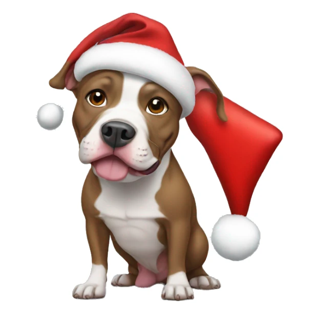 Pitbull wearing a Santa hat sticker