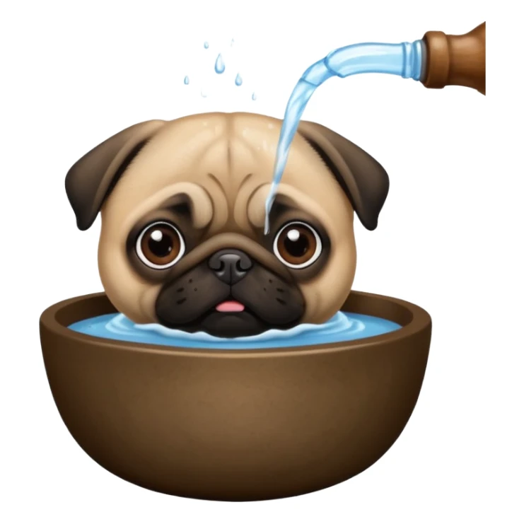 Pug drinking some water sticker