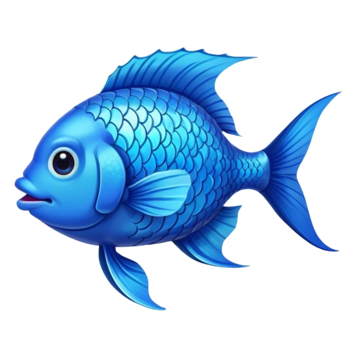 blue happy fish directly from the side looking left sticker