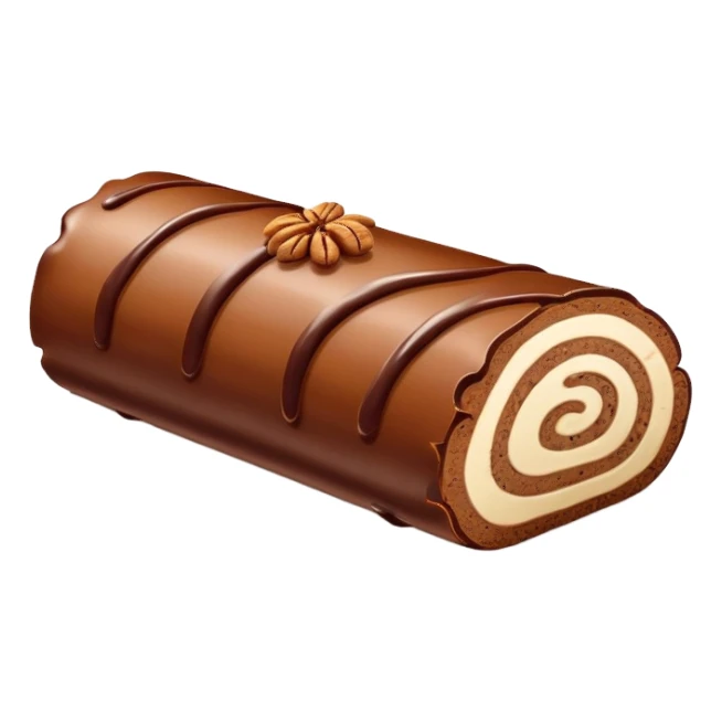 Chocolate-Nougat-Marzipan Log roll with walnuts sticker