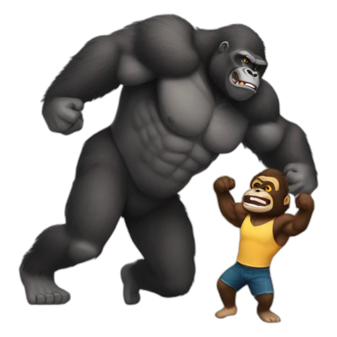 Very buff Gorilla beats man with hands sticker