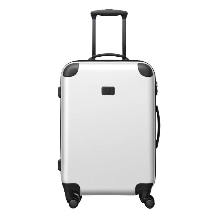 White rolling suitcase with pull-up handle, simple clean design sticker