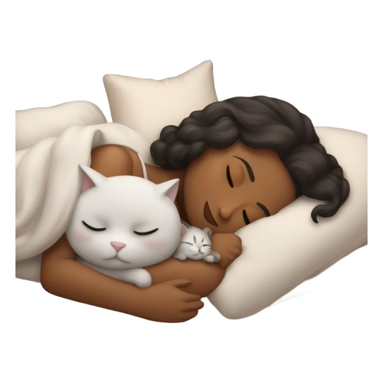 girl sleeping with two cat sticker