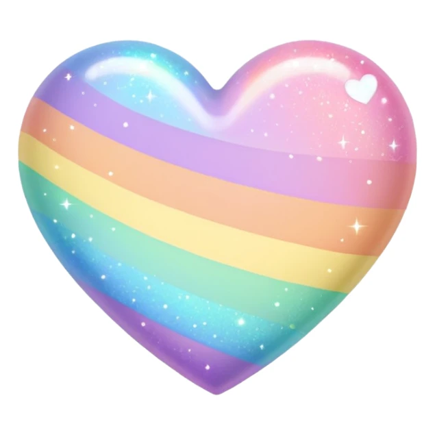 pastel heart with a pastel rainbow sparkle sticker