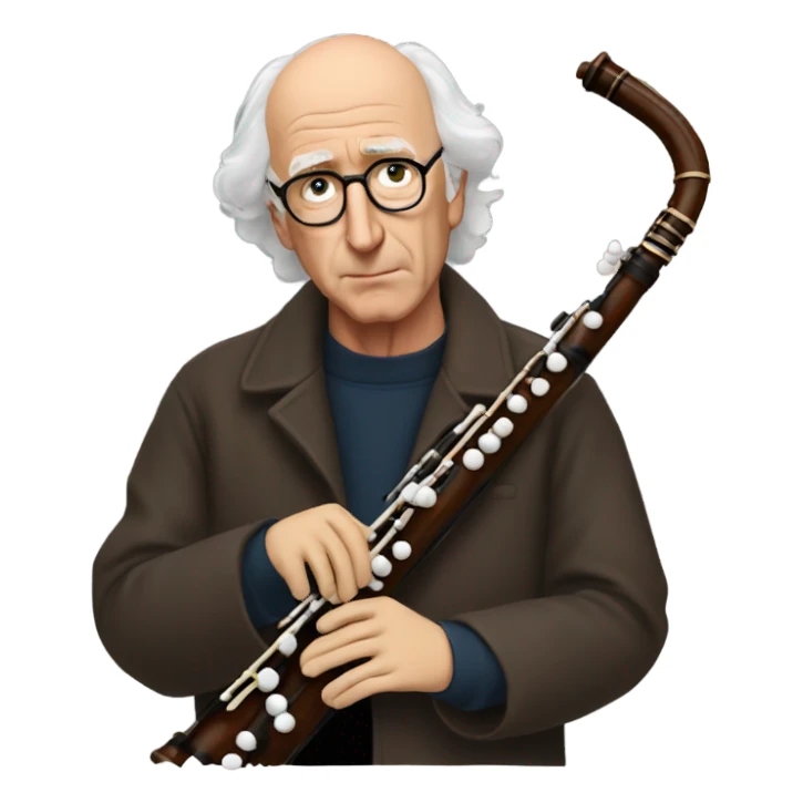 Sad Larry David with a bassoon  sticker