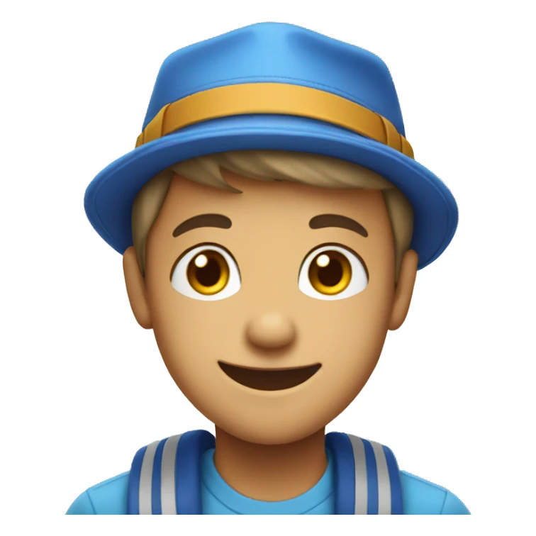 smiling boy in blue hat sticker