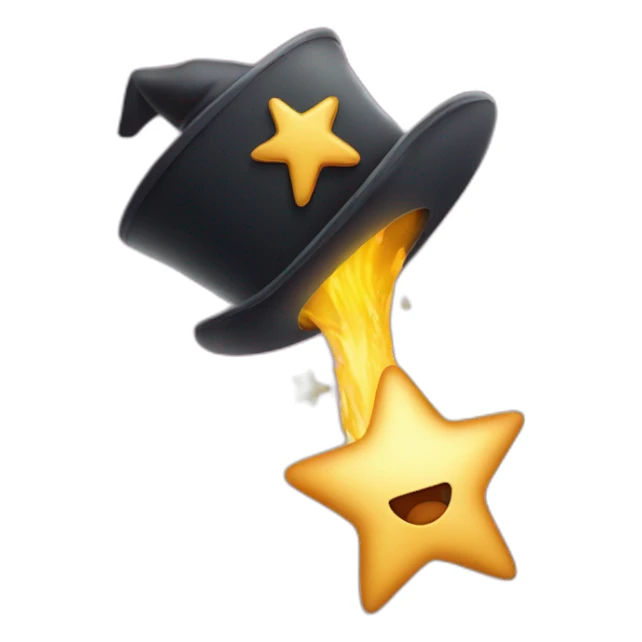 star jumping out of a magic hat without face sticker