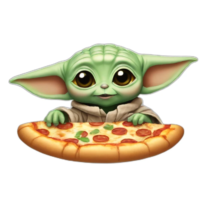 baby yoda eating pizza sticker