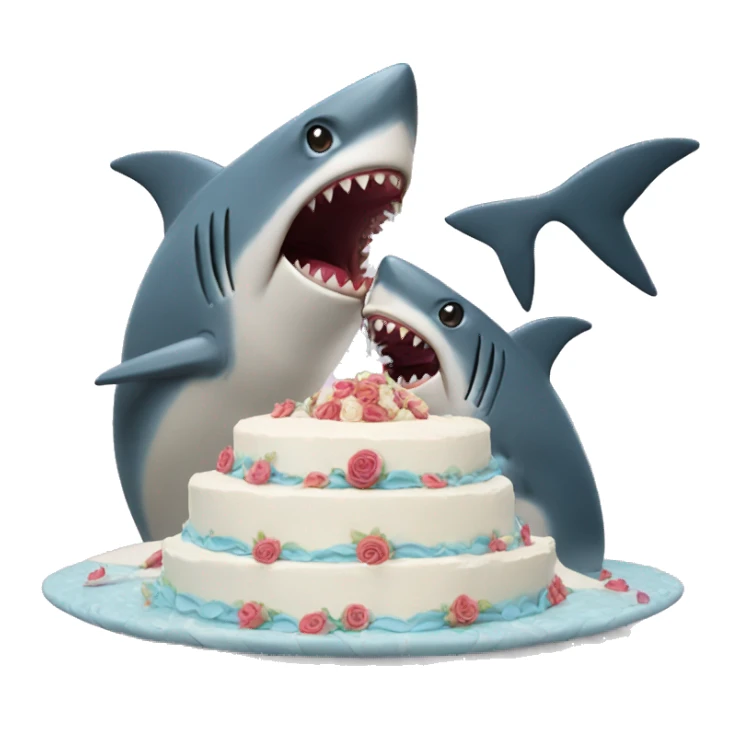 shark eating wedding cake sticker