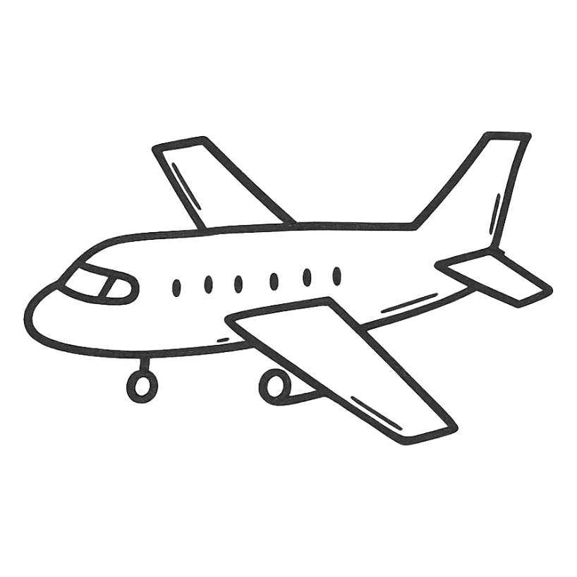 hand-drawn outlined airplane icon sticker