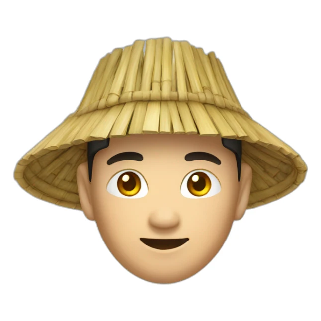 chinese man in bamboo hat sticker