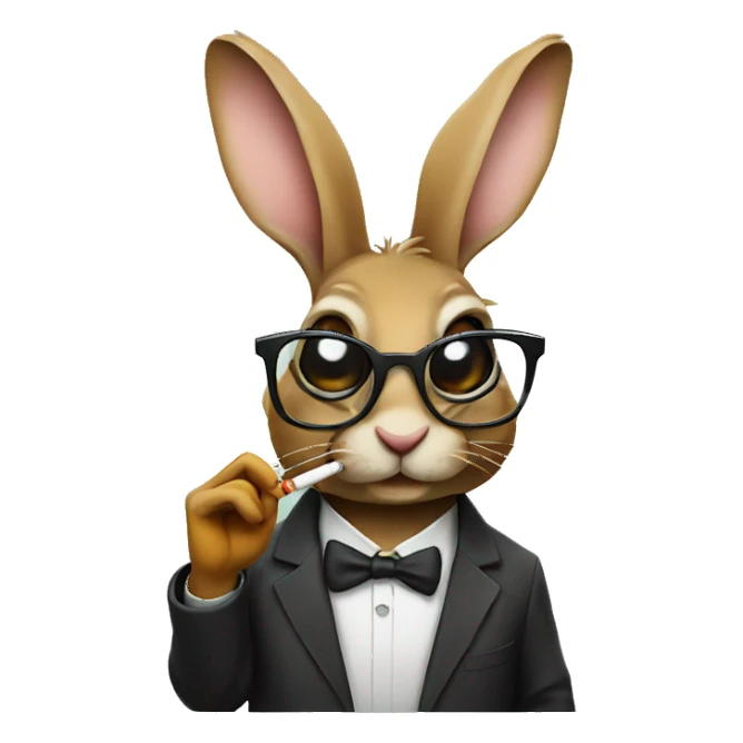 rabbit with glasses smoking cigarette sticker