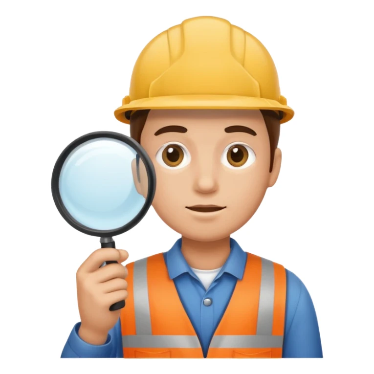 worker with magnifying glass sticker