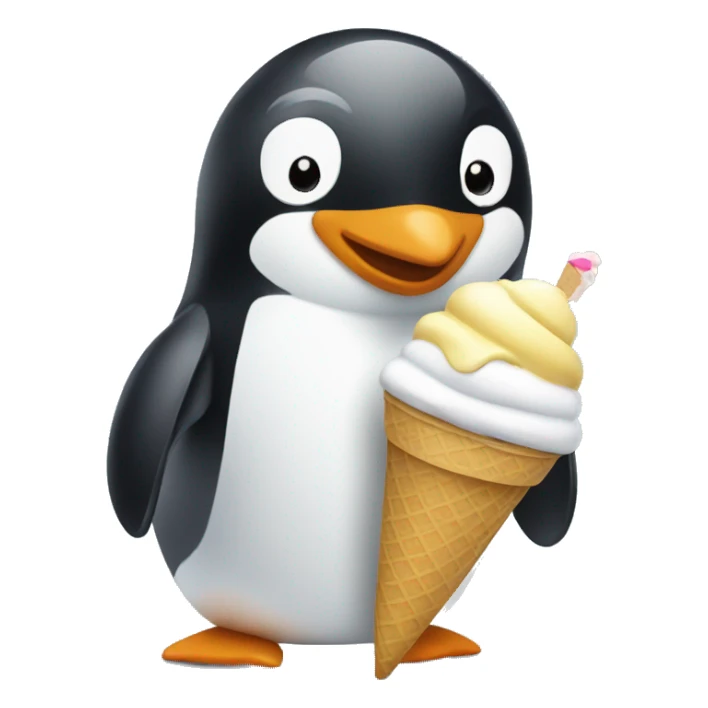 Penguin eating ice cream  sticker