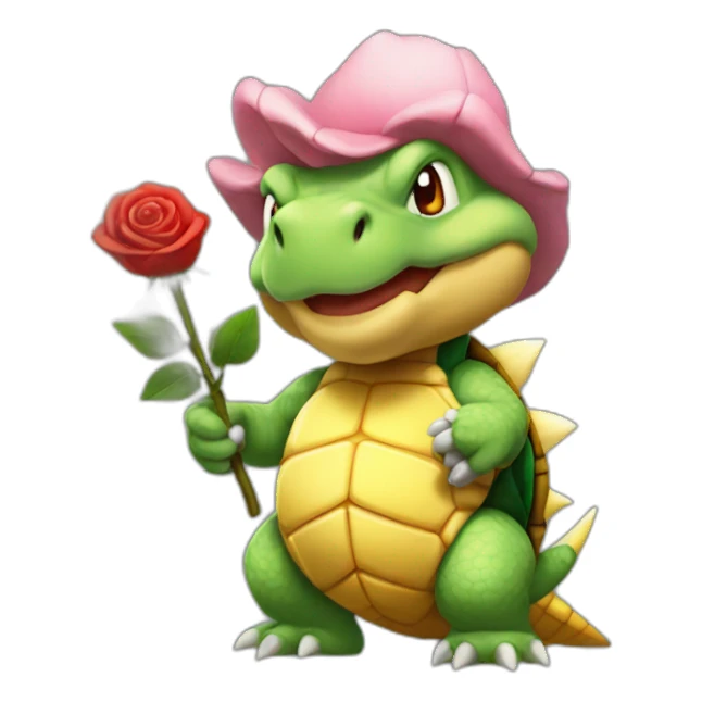 koopa holding a rose sticker