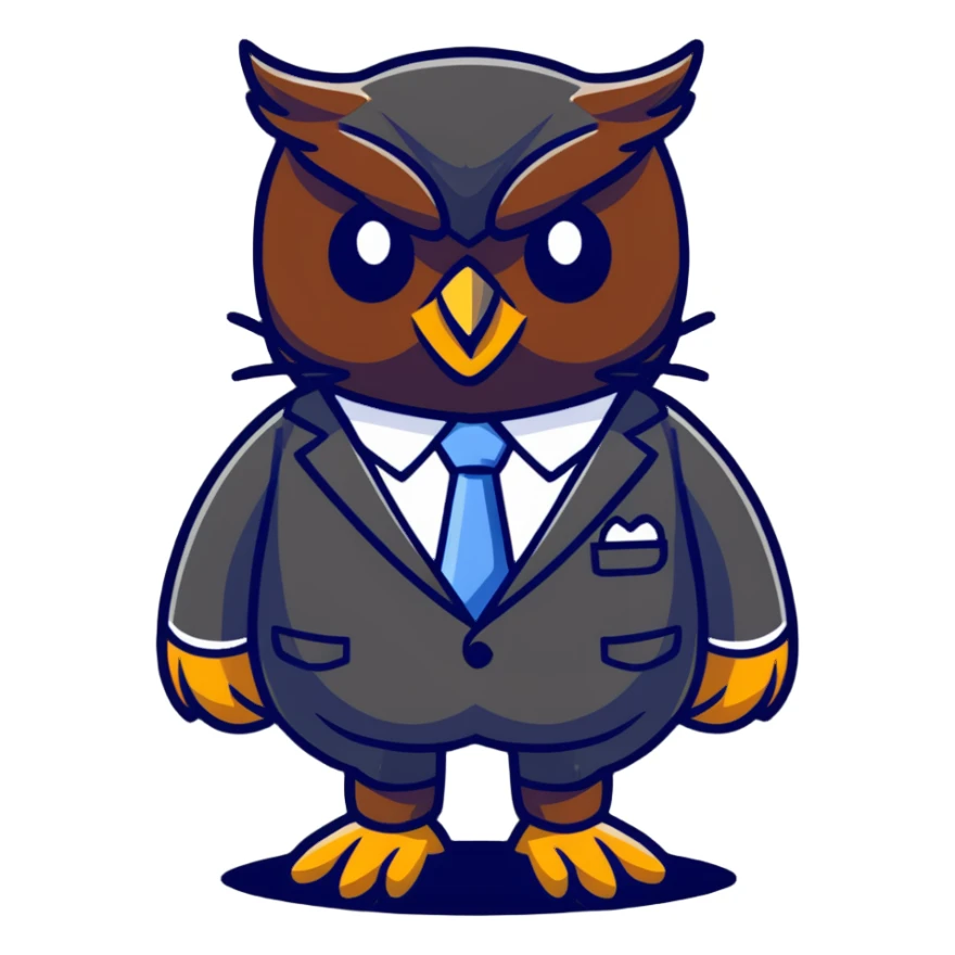 owl wearing a business suit sticker