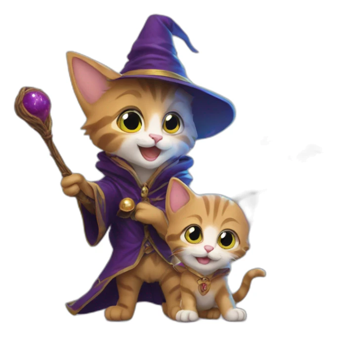 Two kittens wizards cast a spell sticker