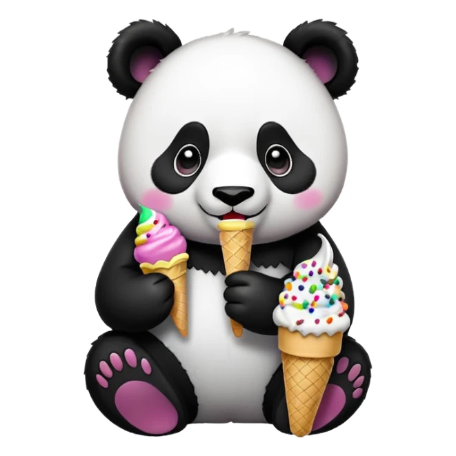 Panda eating ice cream sticker