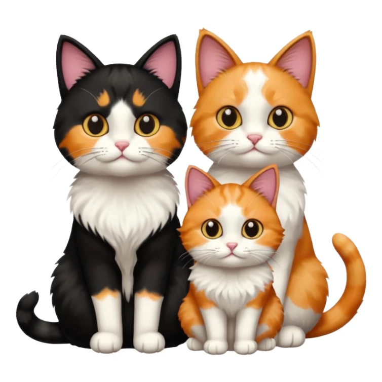 Three cats, one black and two calico sticker