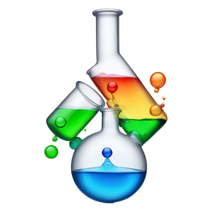 chemical flasks pure chemicals one into another sticker