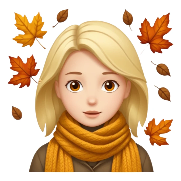 🧣🍂🍁 Wrapped in a scarf under falling leaves sticker