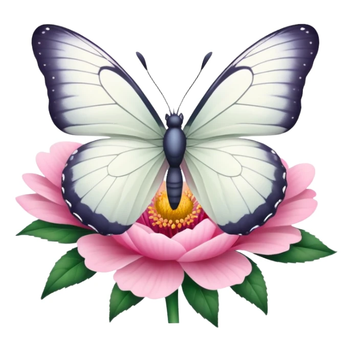 white butterfly on a pink flower sticker