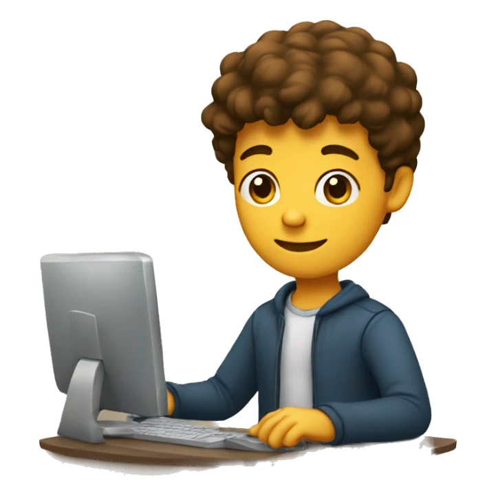 jeune homme brun devant un ordinateur  sticker