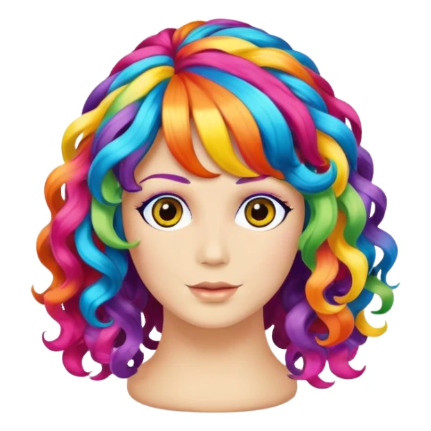 curly colorful party wig sticker