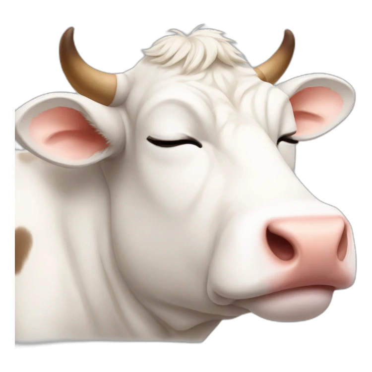 cow that is sleeping with human ears sticker