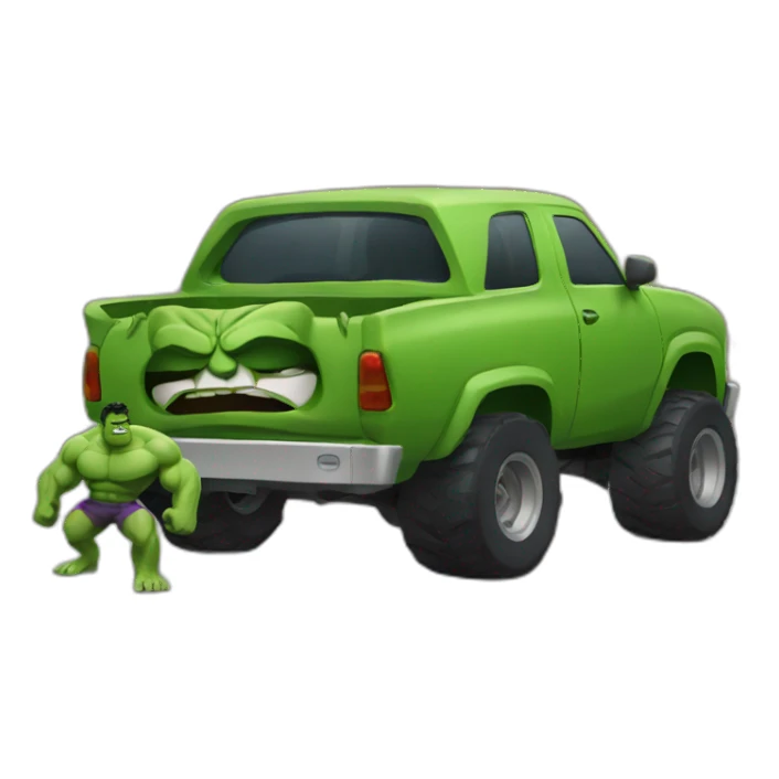 Angry hulk lifting a car sticker