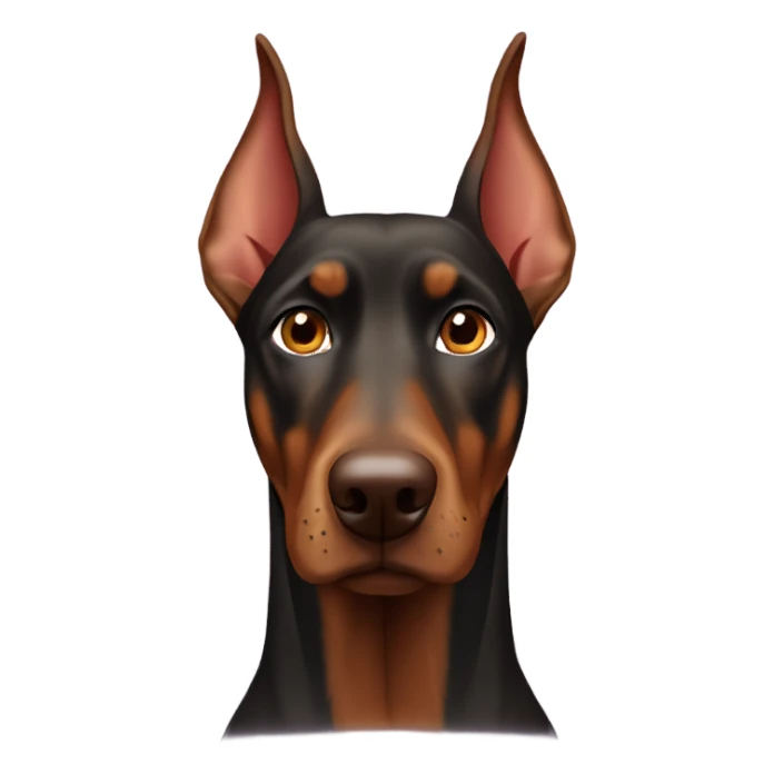 Brown Doberman without cropped ears face sticker